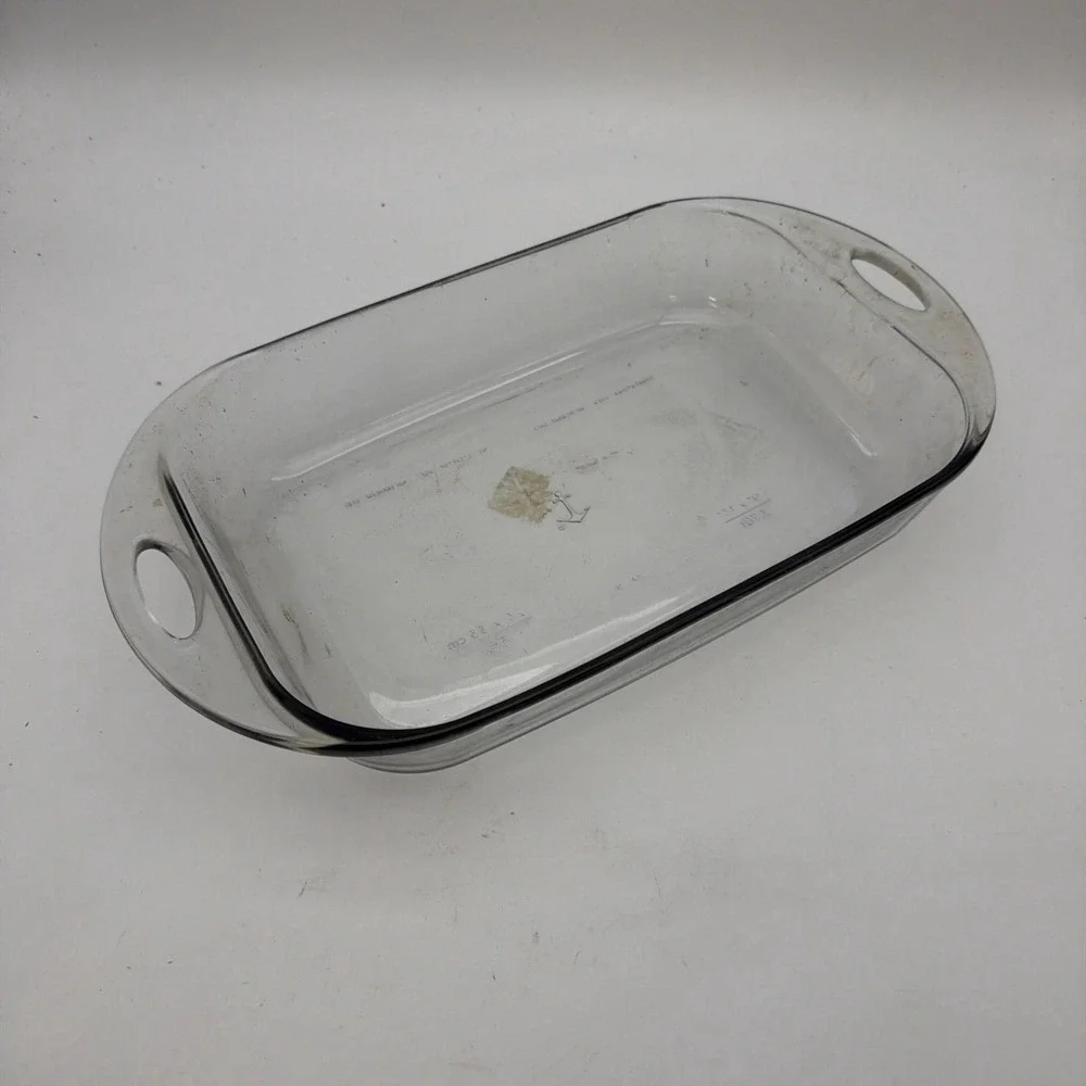 Vintage Fire King Anchor Hocking Casserole Dish Bakeware 4L Clear Glass 10